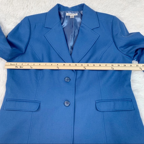 Pendleton two button wool blazer jacket long sleeve padded shoulder blue - Picture 4 of 9